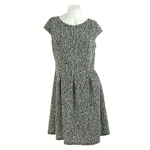 dressbarn Dresses & Skirts - Dressbarn Pleated Textured Knit Fit & Flare Dress